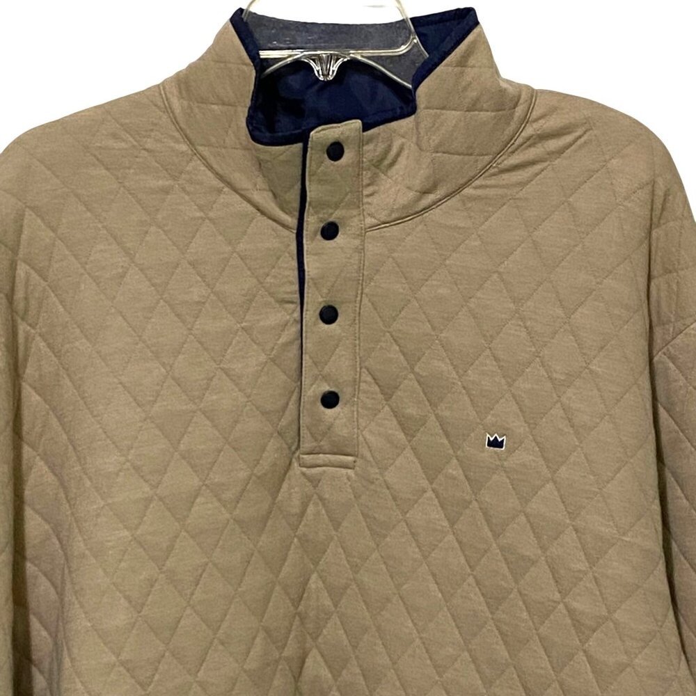 Crown Ivy‎ Quilted Popover Jacket Womens XXL Khaki Beige Preppy Nautical Sporty